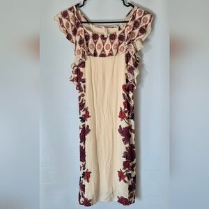 Xhilaration Cream Ruched Tiered Maxi Dress